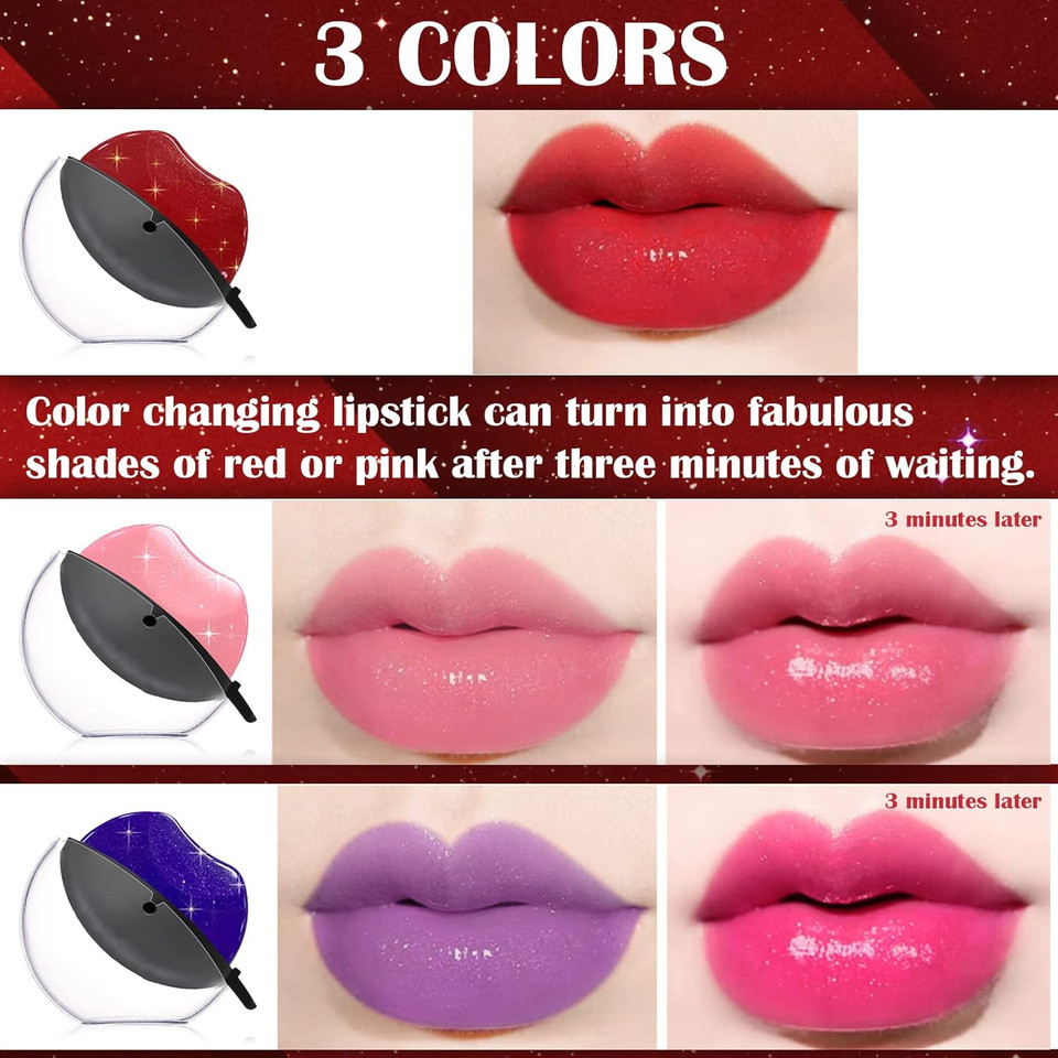 Dageda 3 Colors Lazy Lipstick, Pearl Lipstick Magic Color Changing Lipstick, Labiales Magicos Long Lasting Moisturizing Lipstick, Not Fade Lip Shape Lipstick For Lazy People(Color B