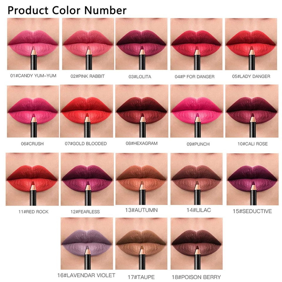 Dc-Beautiful 12Pcs Lot Set 12 Colors Lip Liner Pencil Waterproof Non-Marking Matt Velvet Lipstick Pen, Professional Long Lasting Lipliner Set With Sharpener