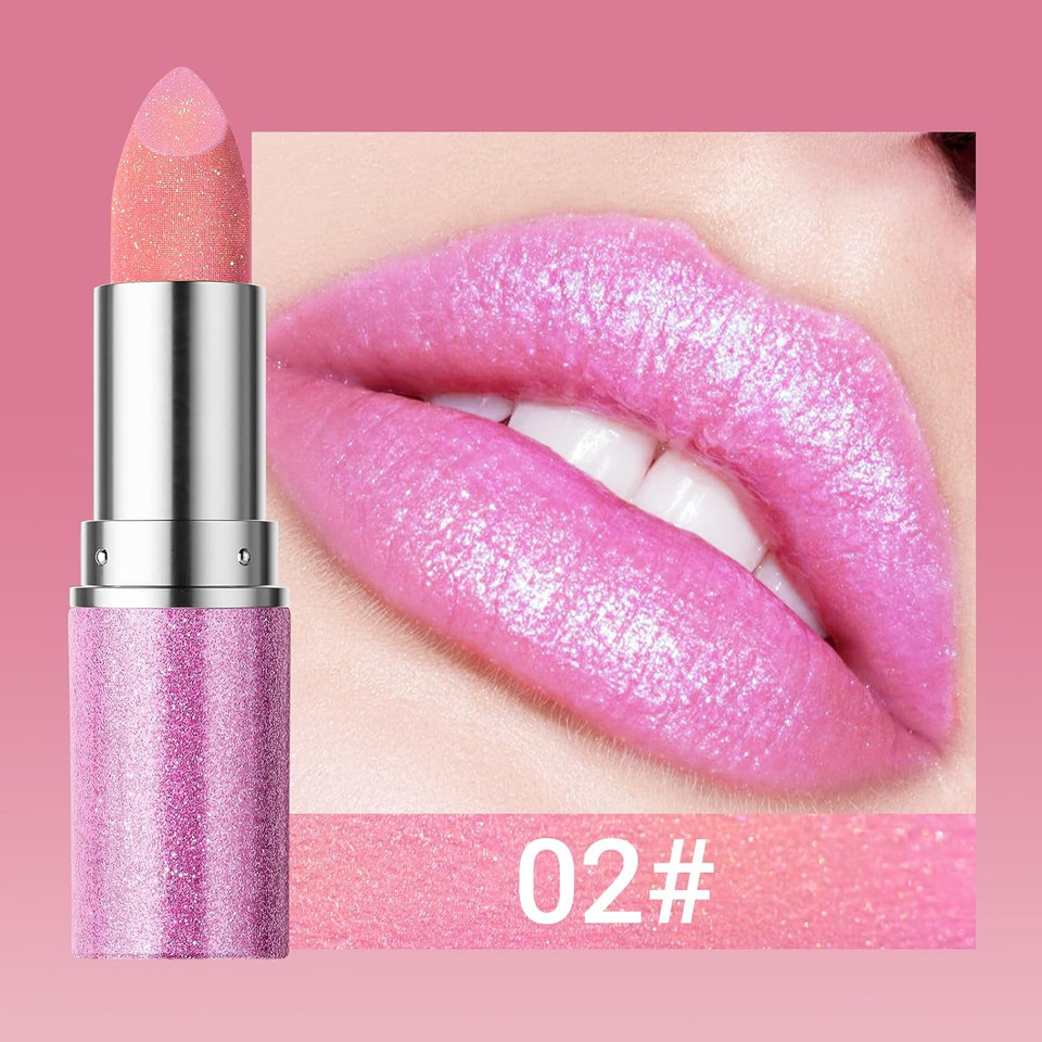 Erinde Glitter Shine Lipstick, Pearl Diamond Shimmery Creamy Lipcolor, Hydrating Glimmer Finish Lipsticks With Creamy Texture, Long Lasting High Pigmented Metallic Lip Stick Lip Stain, 03 Rose Gold Erinde Glitter Shine Lipstick, Pearl Diamond Shimmery Creamy Lipcolor, Hydrating Glimmer Finish Lipsticks With Creamy Texture, Long Lasting High Pigmented Metallic Lip Stick Lip Stain, 03 Rose Gold