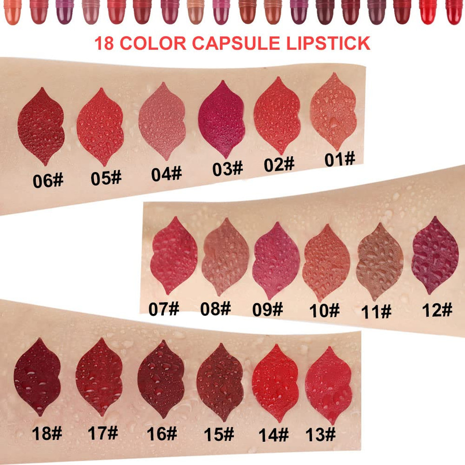 Evpct 12Pcs Mini Pills Lipstick Capsule Set For Women Waterproof Long Lasting, Dark Ruby Plum Rose Red Nude Pink Mauve Taupe Brown Matte Small Magic Permanent 24 Hour Lipstick Bulk Samples 01