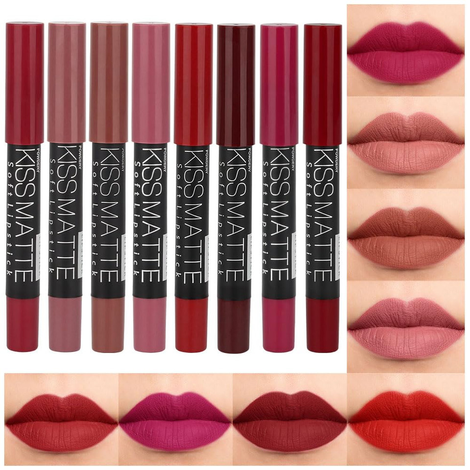 Evpct 1Pcs Deep Dark Red Matte Lipstick And Lip Crayon Liner Pencil Pen Set For Women Lip Stain Long Lasting Waterproof Labiales Mate Magicos 24 Horas Originales Pintalabios Permanente 24 Horas 11