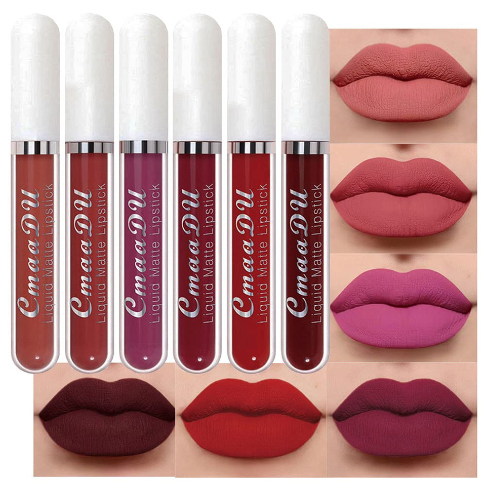 Evpct 1Pcs Mauve Plum Red Liquid Matte Lipstick Lipgloss Set For Women, Labiales Mate 24 Horas Originales Matte Larga Duracion 24 Hour Lipstick Lip Stains Long Lasting Waterproof 24, 02