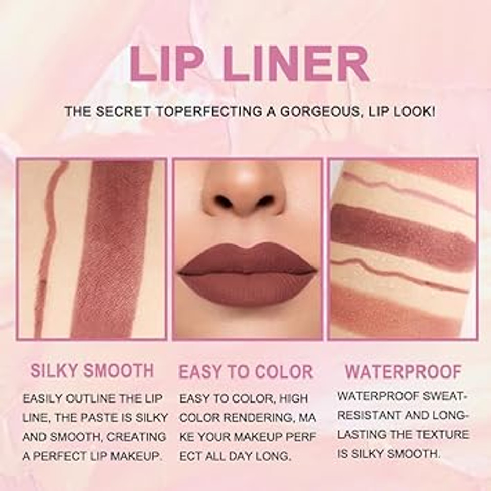 Evpct 1Pcs Ruby Red Matte Lip Liner And Lipstick Combo Set Kit For Women, Magic Neutral Lipsticks 24 Hours Original Lipstick And Lips Liner Pencil Stain Gloss Makeup Long Lasting Waterproof, 25