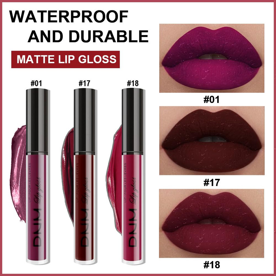 Evpct 2Pcs Dark Deep Red Maroon Matte Lipstick And Lip Liner Makeup Set For Women Dark Blood Red Liquid Matte Brown Lipstick Lip Liner Stain Long Lasting Waterproof Permanent Lipsticks 24 Hours 17