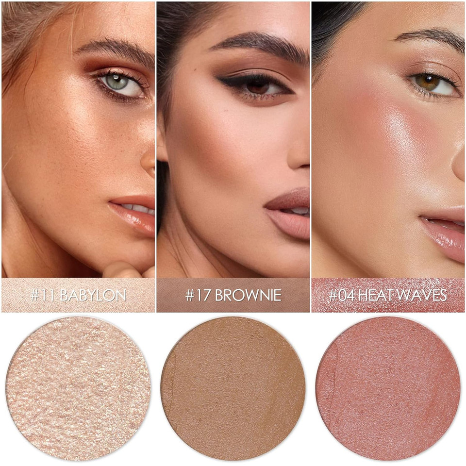 Falocutus 3 Pcs Medium Contour Stick Set,Cream Blush & Highlighter Bronzer Pen,Long Lasting & Smooth Natural Face Contouring Illuminator,Professional Makeup Kit For All Skine-Medium