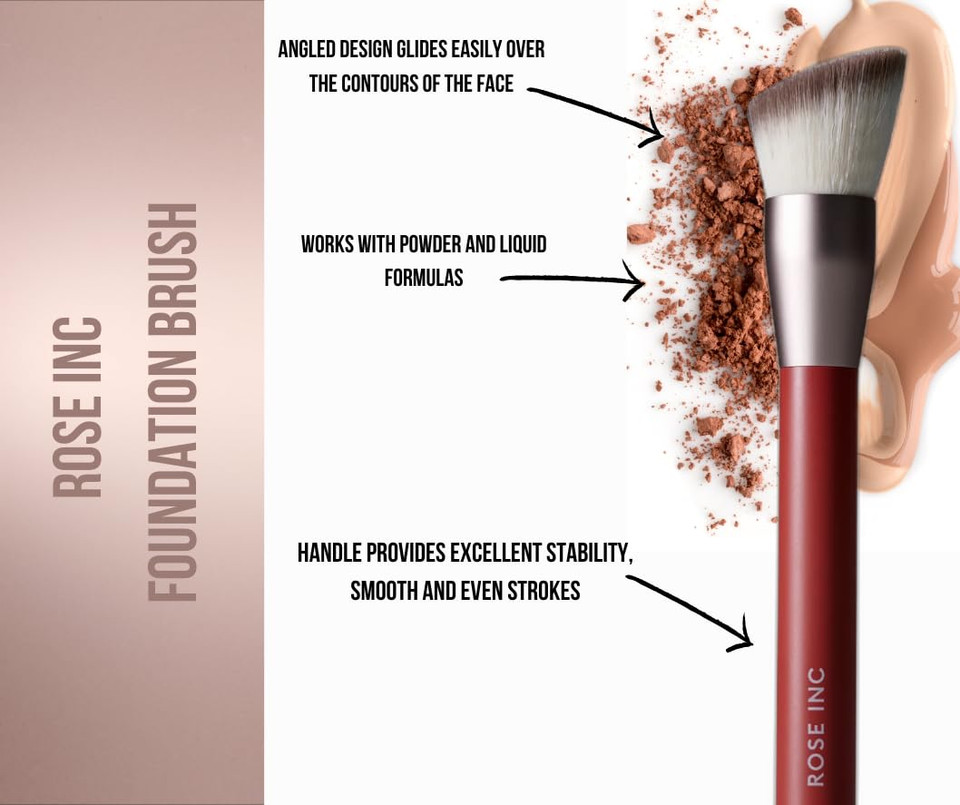Make Up Brush Roseinc #3 Foundation Brush Angled Kabuki Foundation Brush For Liquid Makeup| Seamless Blending & Control (Fan Eyeshadow Brush)