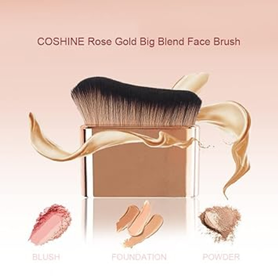 Coshine Big Self Tanning Blend Brush, Professional Self Tanner, Kabuki, Powder, Foundation, Blusher, Shadow, Bronzer, Face And Body Brush (Brown)