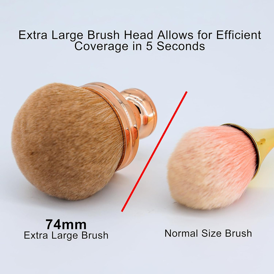 Extra Large Body Makeup Brush For Self Tanner, Self Tan Back Applicator, 74Mm Wide-Headed Kabuki Brush For Bronzers Blend Self Tanning Applicator, Oval Face Leg Makeup Brush With Drawstring Bag