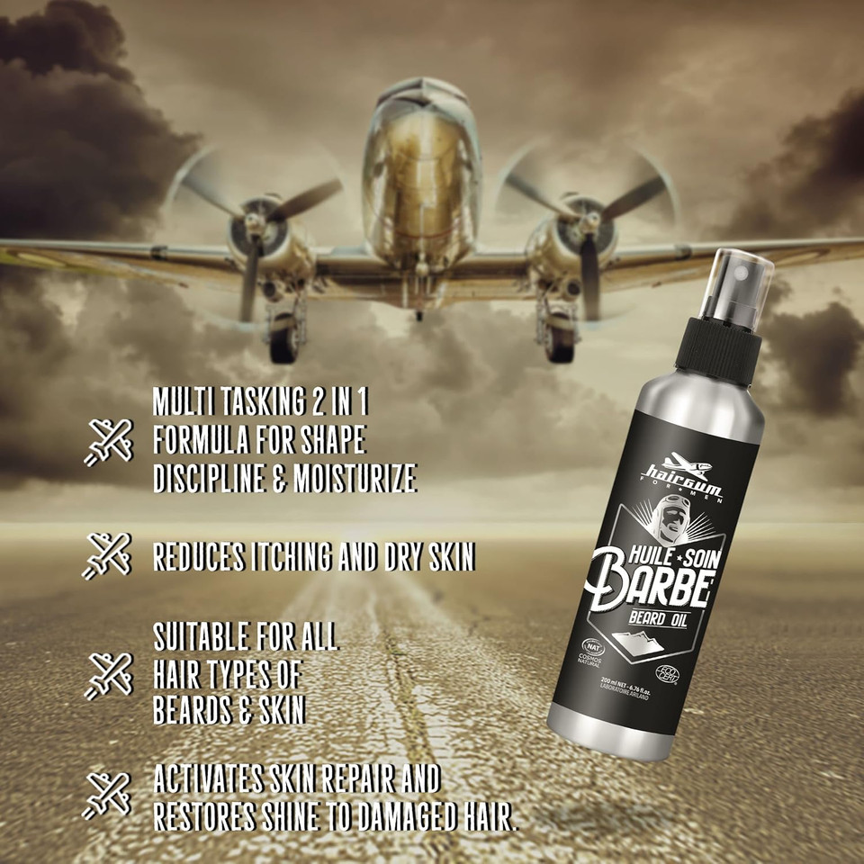 Hairgum Beard Oil - Mens Grooming Beard Oil With Natural Ingredients - Moisturize Beard With Organic Sesame Oil - Grease Free All Natural Beard Oil (Large)