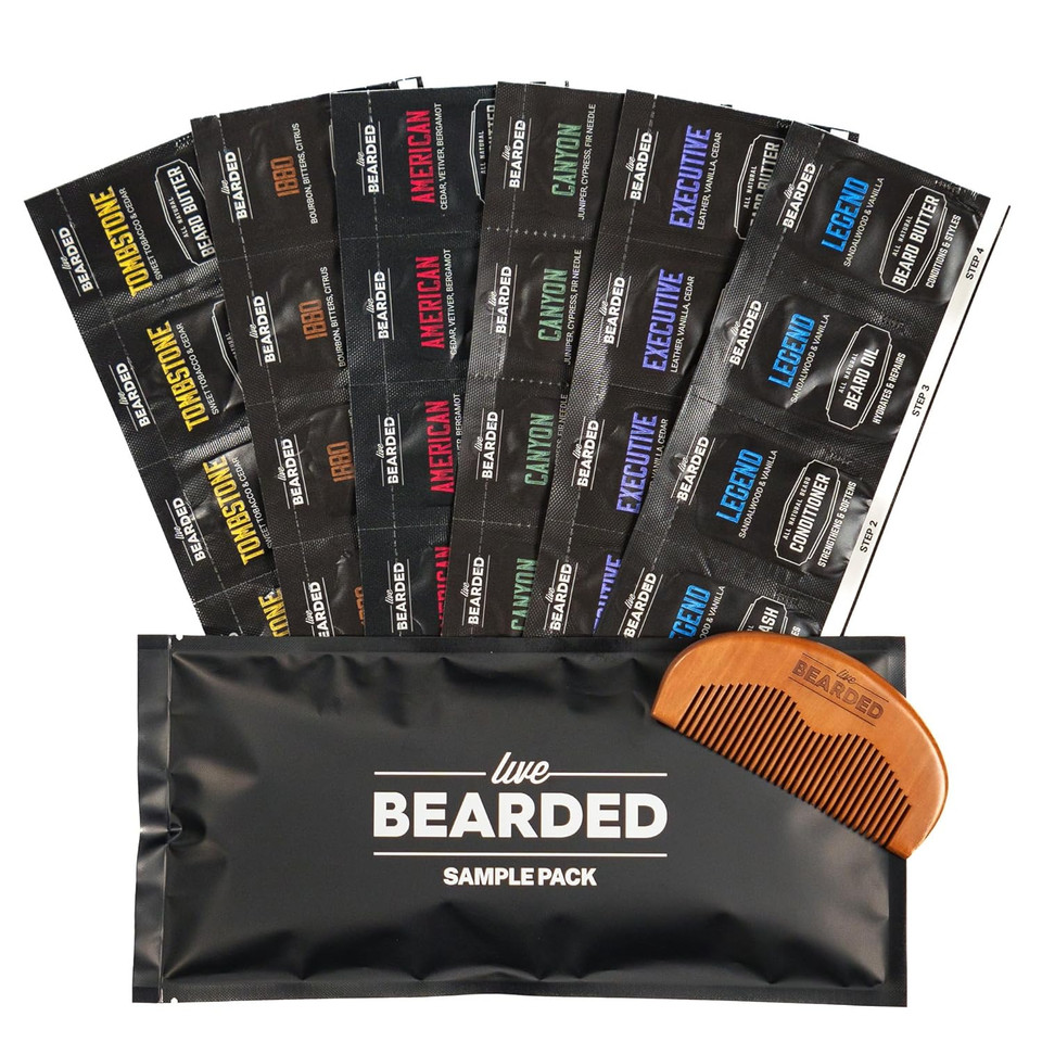 Live Bearded Beard Oil And Butter Grooming Kit Sample Pack With Comb, Bonus Gift - All-Natural Ingredients Shea, Argan, Jojoba - Growth Support - Made In The Usa Live Bearded Beard Oil And Butter Grooming Kit Sample Pack With Comb, Bonus Gift - All-Natural Ingredients Shea, Argan, Jojoba - Growth Support - Made In The Usa