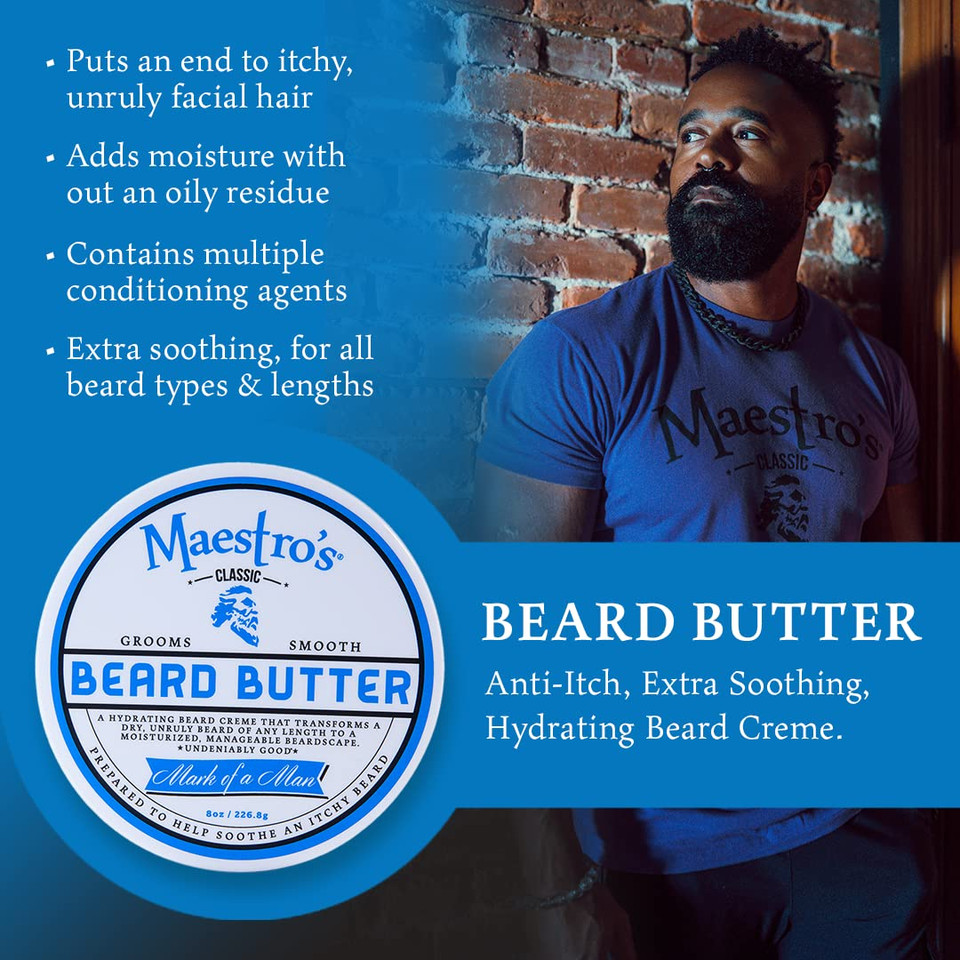 MaestroS Classic Beard Butter | Anti-Itch, Extra Soothing, Hydrating Beard Creme For All Beard Types & Lengths- Unscented, 4 Ounce MaestroS Classic Beard Butter | Anti-Itch, Extra Soothing, Hydrating Beard Creme For All Beard Types & Lengths- Unscented, 4 Ounce