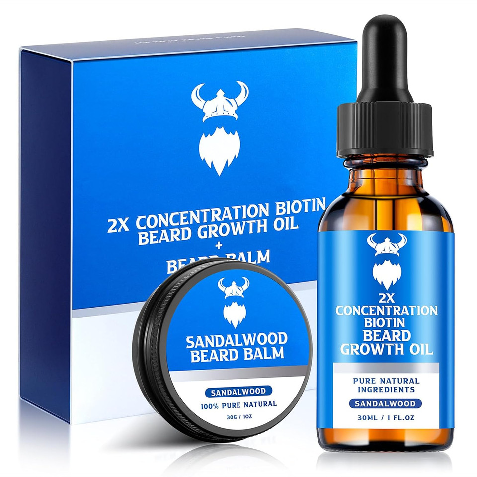 Beard Growth Kit - 2X Concentration Biotin For Men, Natural Ingredients With Argan Oil, Jojoba Oil And Vitamin (Vanilla)