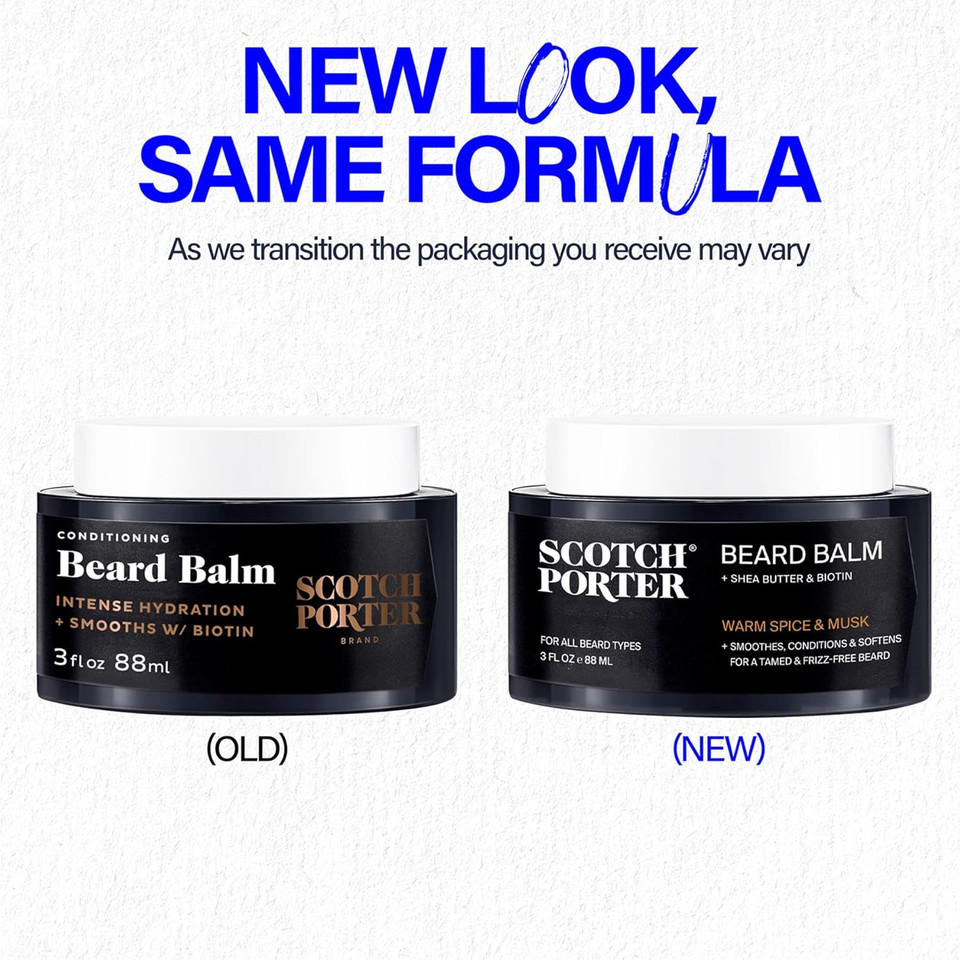 Scotch Porter Beard Wash, Conditioner & Balm  Cleanse, Moisturize, Hydrate, Soften & Style Coarse, Dry Facial Hair While Encouraging Growth For A Fuller, Healthier-Looking Beard