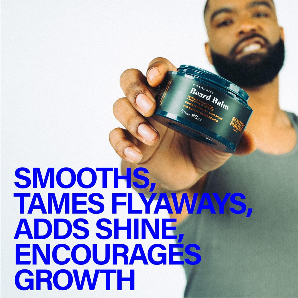 Scotch Porter Conditioning Beard Balm  Smooth, Shape, Moisturize & Soften Coarse, Dry Facial Hair While Encouraging Growth For A Fuller/Healthier-Looking Beard  Original Scent, 3 Oz. Jar