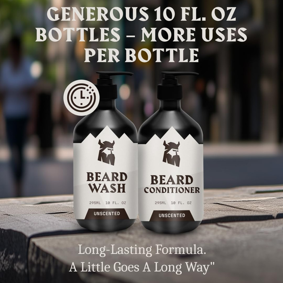 Striking Viking Sandalwood Beard Wash/Shampoo For Men - 17 Oz, Paraben & Sulfate Free, Jojobal Oil For All Beard Types - Promotes Healthy Growth & Moisturizes