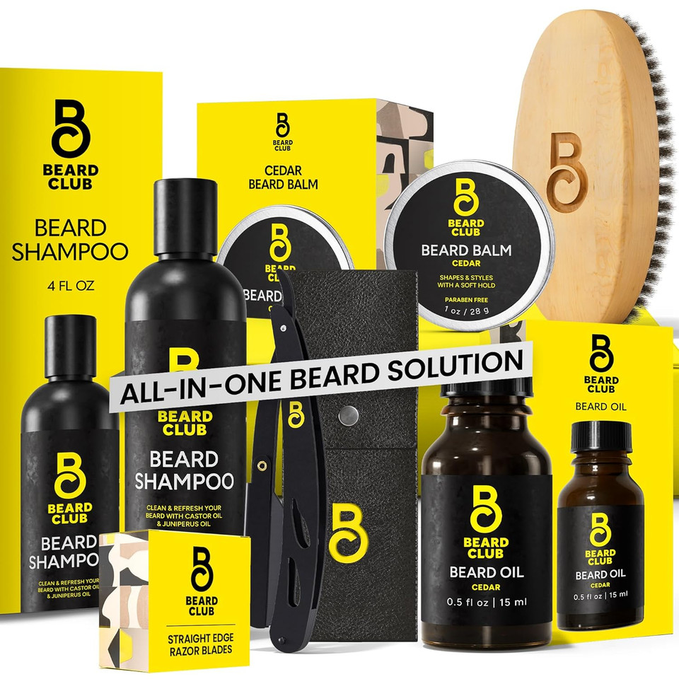 The Beard Club Brush, Comb, Pick And Scissors Grooming Kit For Men'S Beards And Mustaches - Gift Set