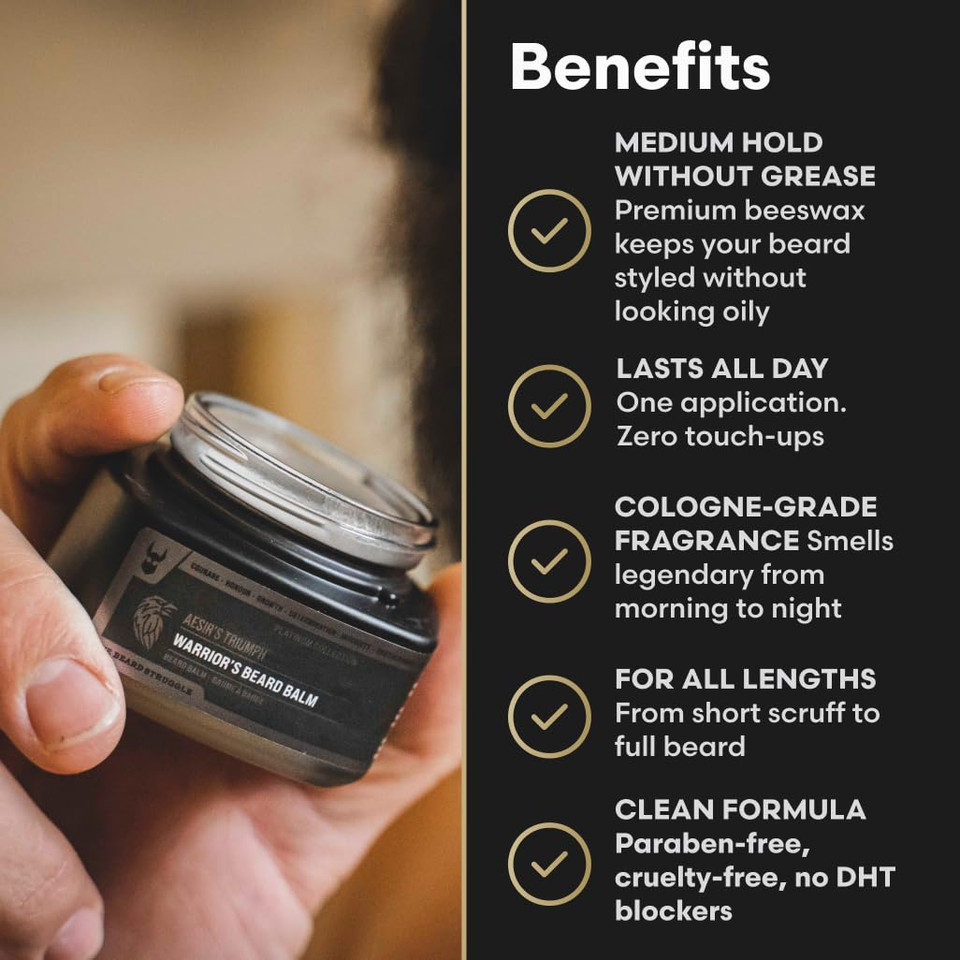 The Beard Struggle WarriorS Beard Balm - Platinum Collection, Surtr'S Fury - Non-Greasy Low-Hold Formula, Luxurious Cologne-Grade Fragrances 100% Natural And Plant-Based Ingredients - 50G