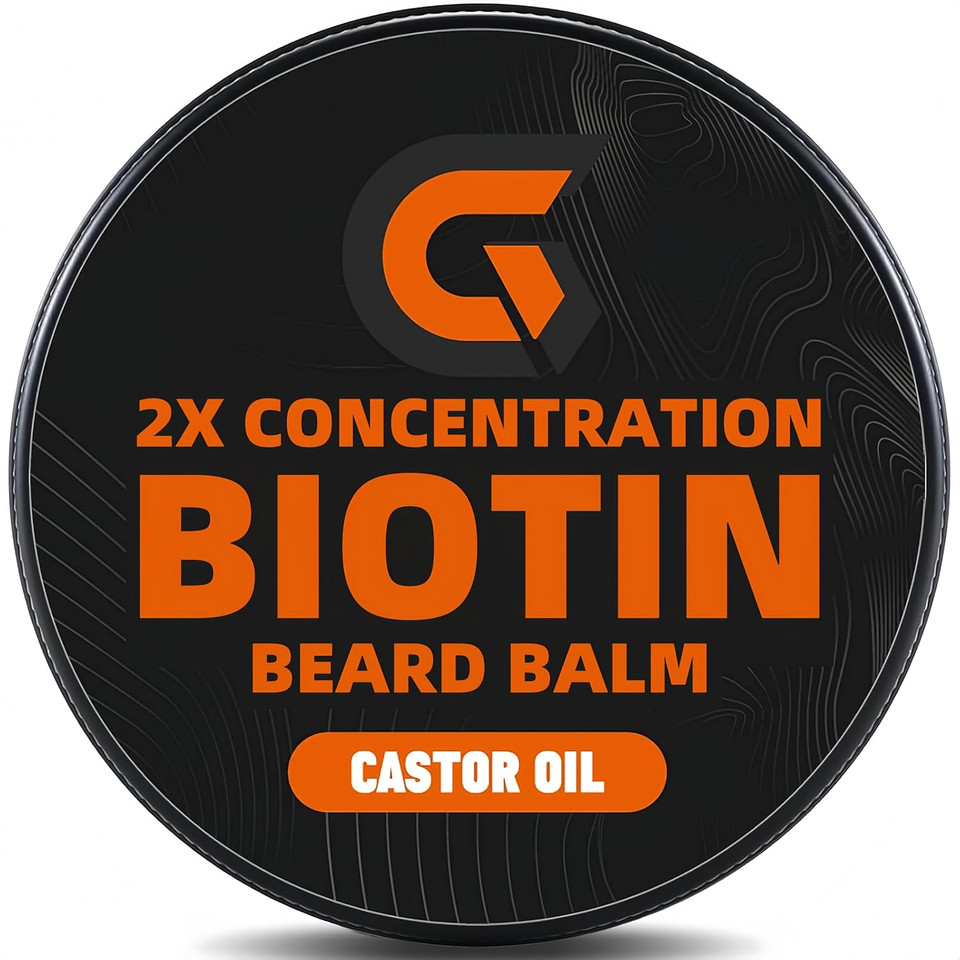 Beard Balm With 2X Concentration Biotin, Beard Growth Balm For Men - Mustache Wax & Beard Conditioner For Growth - Hydrates, Thickens Facial Hair Growth - Made With Castor Oil & Argan Oil - 2 Ounce