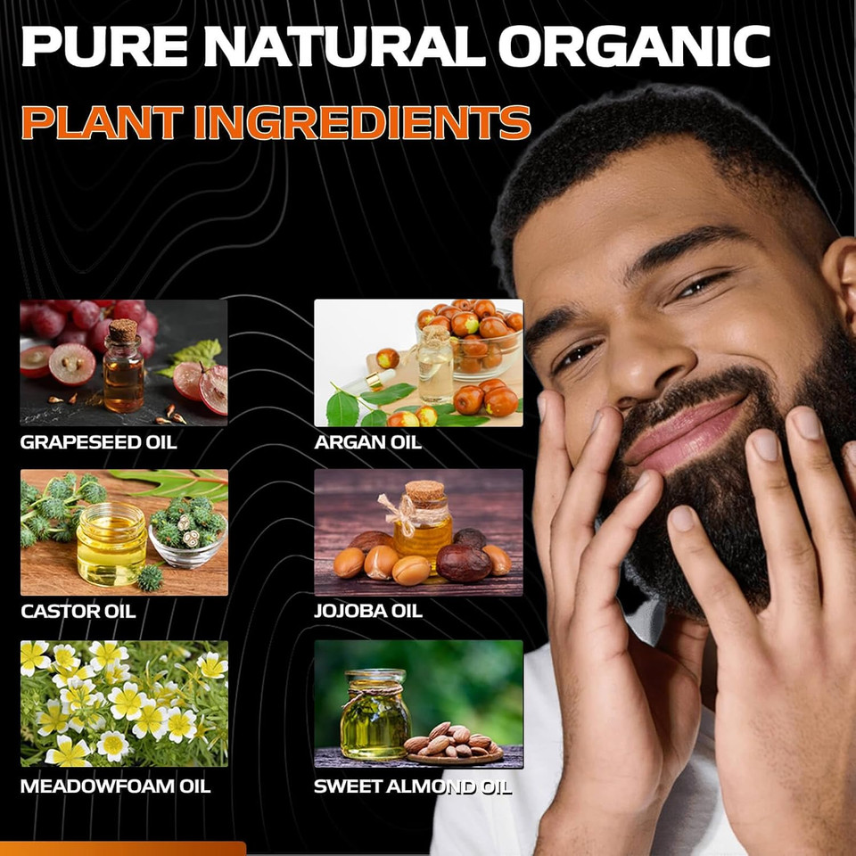 Beard Balm With 2X Concentration Biotin, Beard Growth Balm For Men - Mustache Wax & Beard Conditioner For Growth - Hydrates, Thickens Facial Hair Growth - Made With Castor Oil & Argan Oil - 2 Ounce