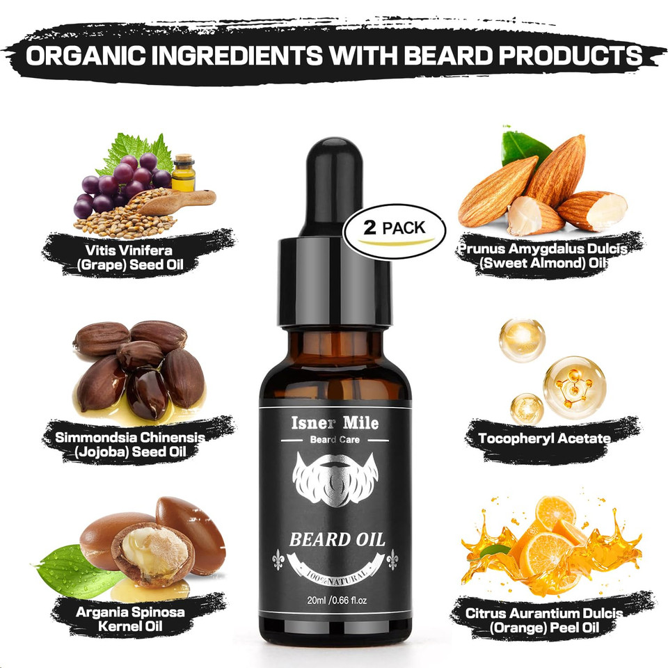Beard Kit For Men Grooming And Care: With Beard Oil & Balm - Wash/Shampoo & Conditioner - Brush & Comb Sets, Birthday Gifts For Men, Valentines Gifts For Him, Fathers Gifts For Dad, Stocking Stuffers