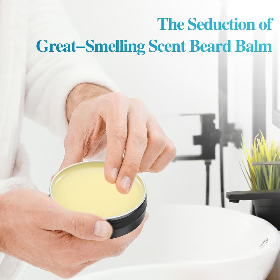 Biotin Beard Balm For Men & Conditioning Beard Wax - Made With Castor Oil Natural And Organic Ingredients - Hydrates & Thickens Facial Hair Growth- 2 Ounce Tin
