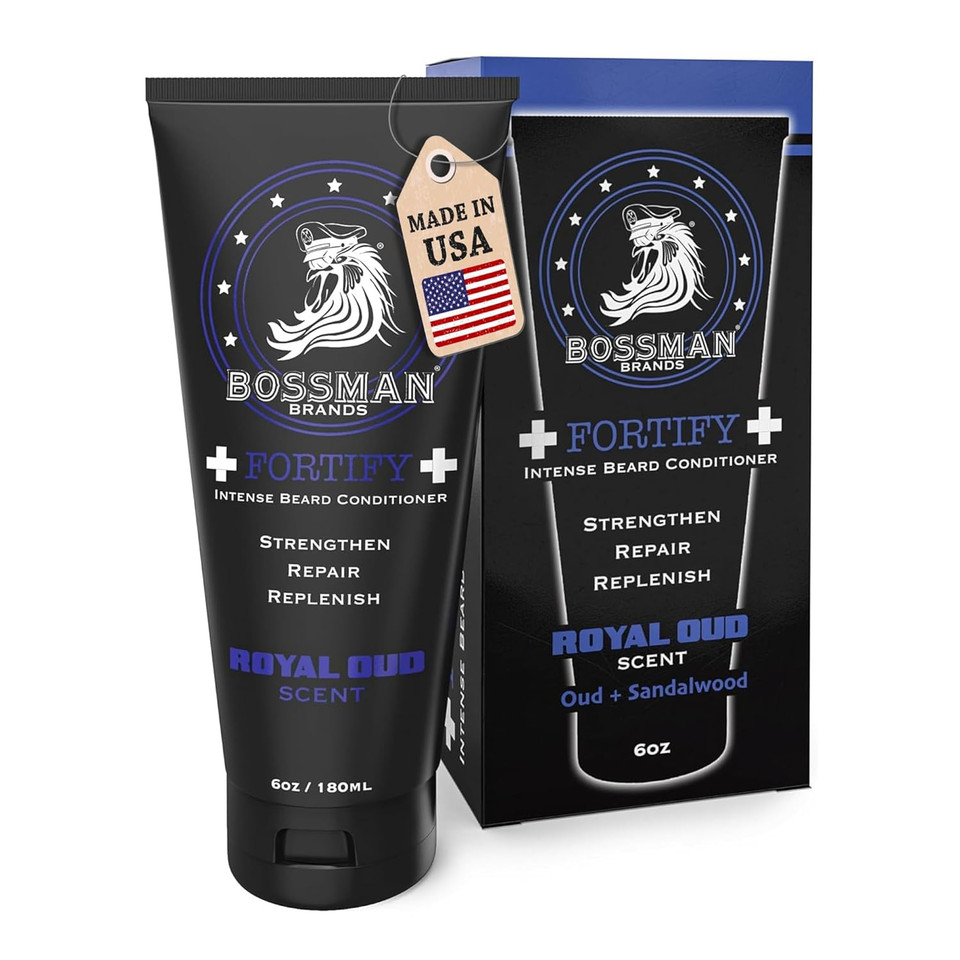 Bossman Fortify Intense Beard Conditioner For Men (Hammer Scent)  Moisturizes, Replenishes & Protects With Natural Ingredients  Thicker Formula, Made In Usa