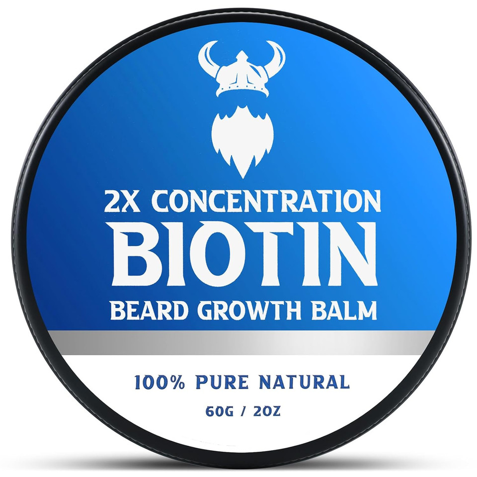 5% Concentration Biotin Beard Balm For Men & Conditioning Beard Wax - Made With Castor Oil Natural And Organic Ingredients - Hydrates & Thickens Facial Hair Growth- 2 Ounce Tin (Citrus Serenity