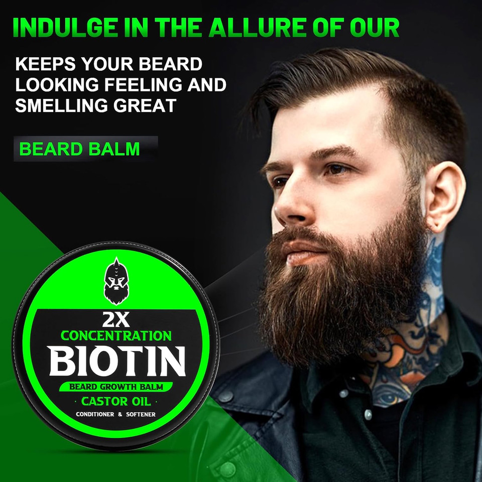 Beard Balm, Maximum Concentration Biotin, With Castor Oil And Argan & Jojoba Oils, Promotes Beard Growth, Styles, Strengthens & Softens Beards & Mustaches, 2 Ounce,Cedar