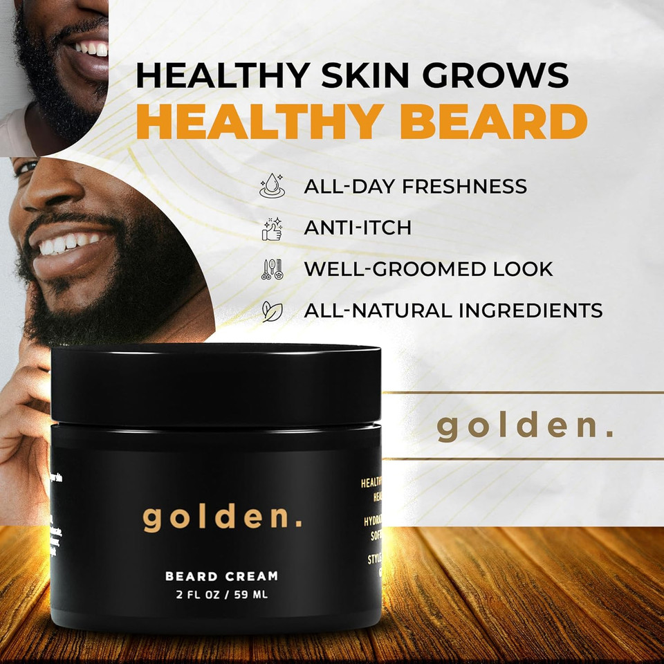 Golden Grooming Beard Balm | Unique Masculine Scent | Shea Butter For Beard Growth | Tames, Moisturizes & Styles  Toasted Vanilla, 2Oz