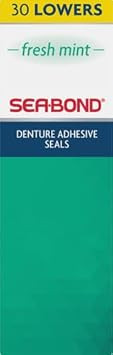 Sea-Bond Secure Denture Adhesive Seals, Fresh Mint Lowers, 30 Count
