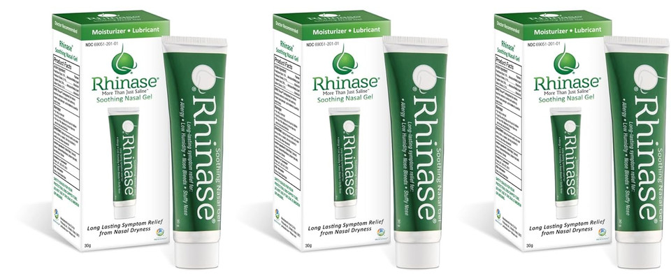 Rhinase Saline Nasal Gel 3 Pack - 1 Oz Each - Allergy - Nosebleed - Low Humidity. Great Way To Prevent Nosebleeds Caused By Nasal Dryness