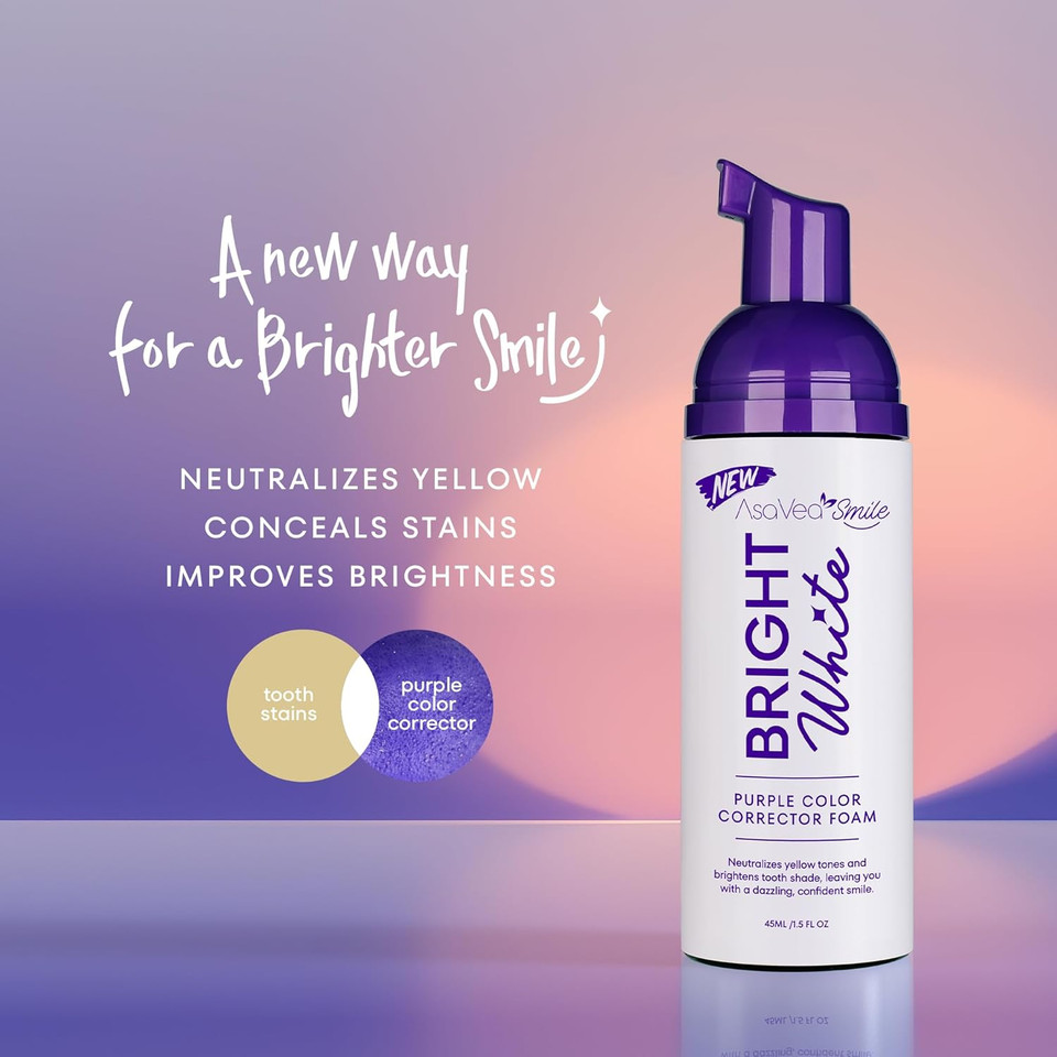 Asavea Smile Purple Color Corrector Teeth Whitening Foam For A Brighter Smile