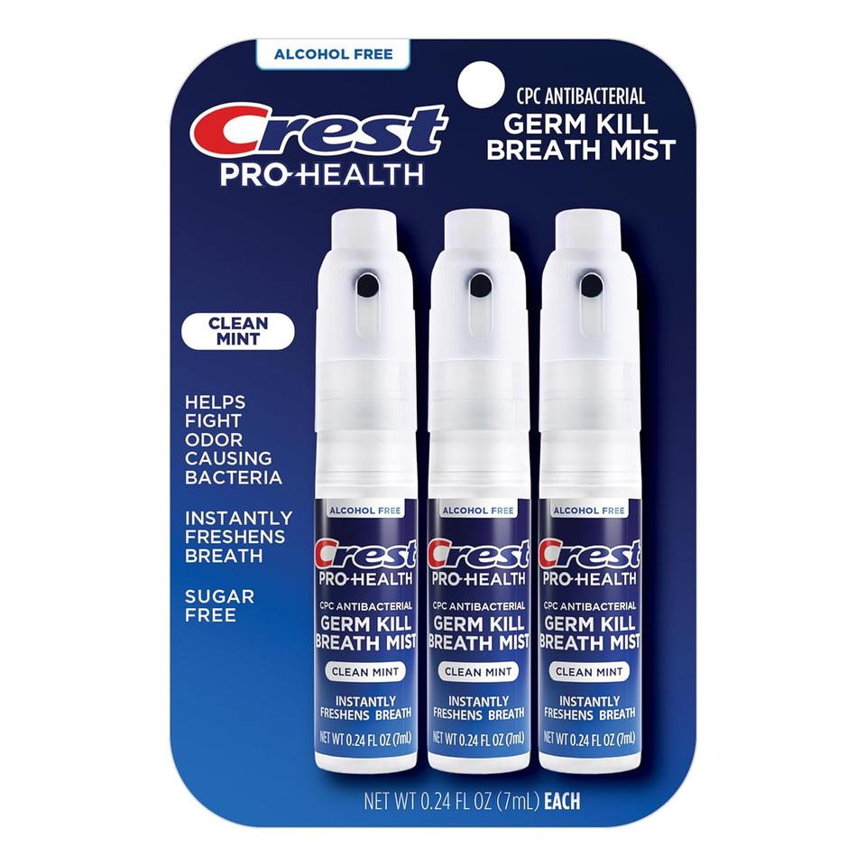 Crest Pro-Health | Portable Alcohol-Free Cpc Mist With Clean Mint Flavor | Instant Fresh Breath - 3 Count (0.24Oz/7Ml) Breath Spray