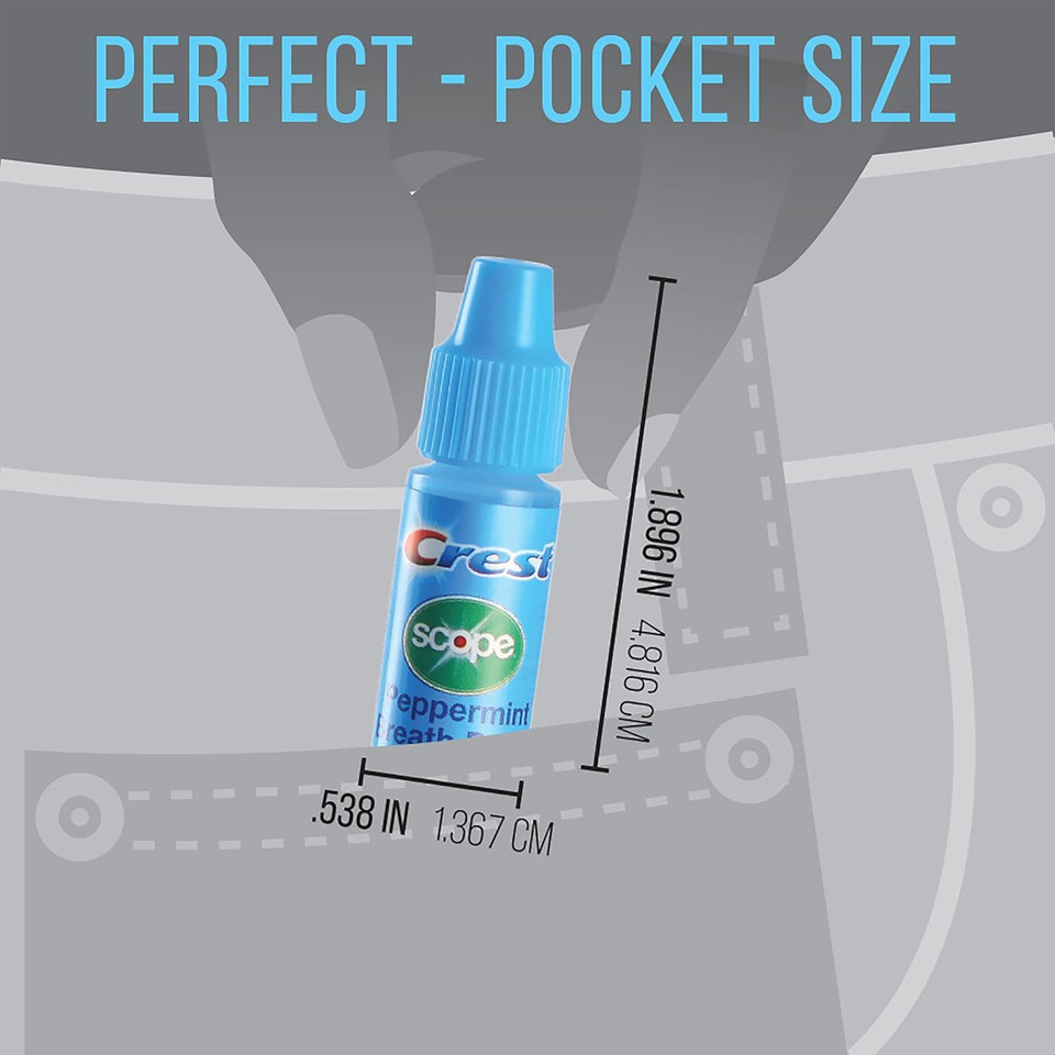 Crest Scope Breath Drops - Long Lasting Peppermint - Crest Clean Meets Scope Freshness - Gravity Feed Display - 50 Count, 3.2Ml Drops