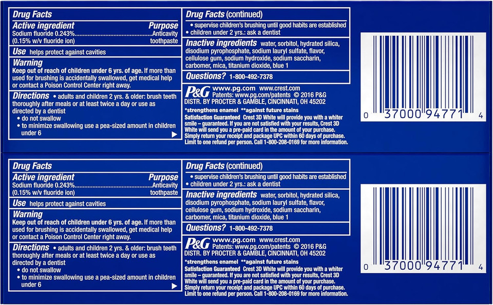 Crest 3D White Radiant Mint Whitening Toothpaste