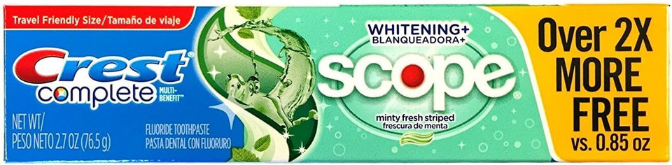 Crest Complete Plus Whitening Toothpaste, Scope Minty Fresh Taste, 2.7 Ounce (Case Of 12)