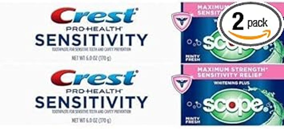 Crest Sensitivity Whitening And Scope Minty Fresh Toothpaste, 6 Oz - 2 Tubes