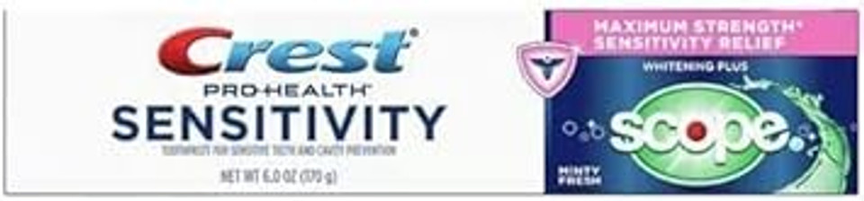 Crest Sensitivity Whitening And Scope Minty Fresh Toothpaste, 6 Oz - 2 Tubes