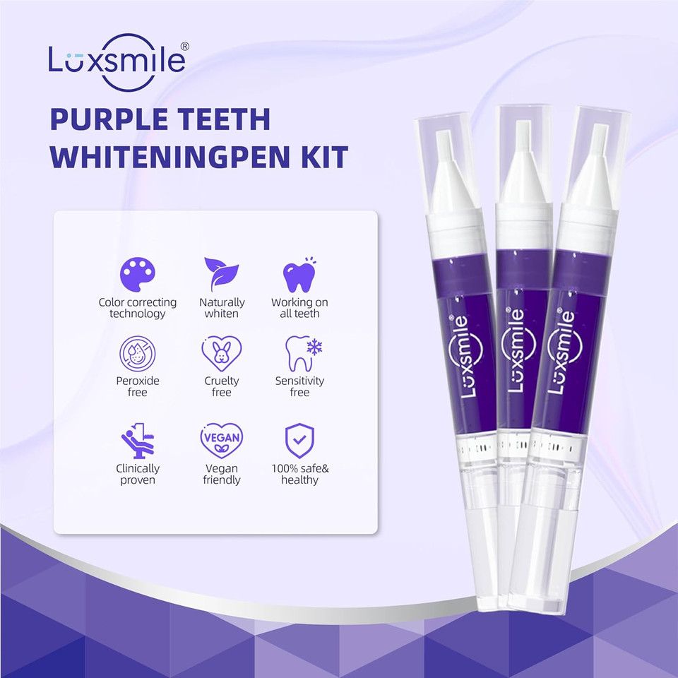Teeth Whitening Gel Pens V34 Purple Teeth Whitener Non Sensitive 25% Carbamide Peroxide Teeth Color Corrector Whitening, (3X) 4Ml / Pen Teeth Whitening Gel Pens V34 Purple Teeth Whitener Non Sensitive 25% Carbamide Peroxide Teeth Color Corrector Whitening, (3X) 4Ml / Pen