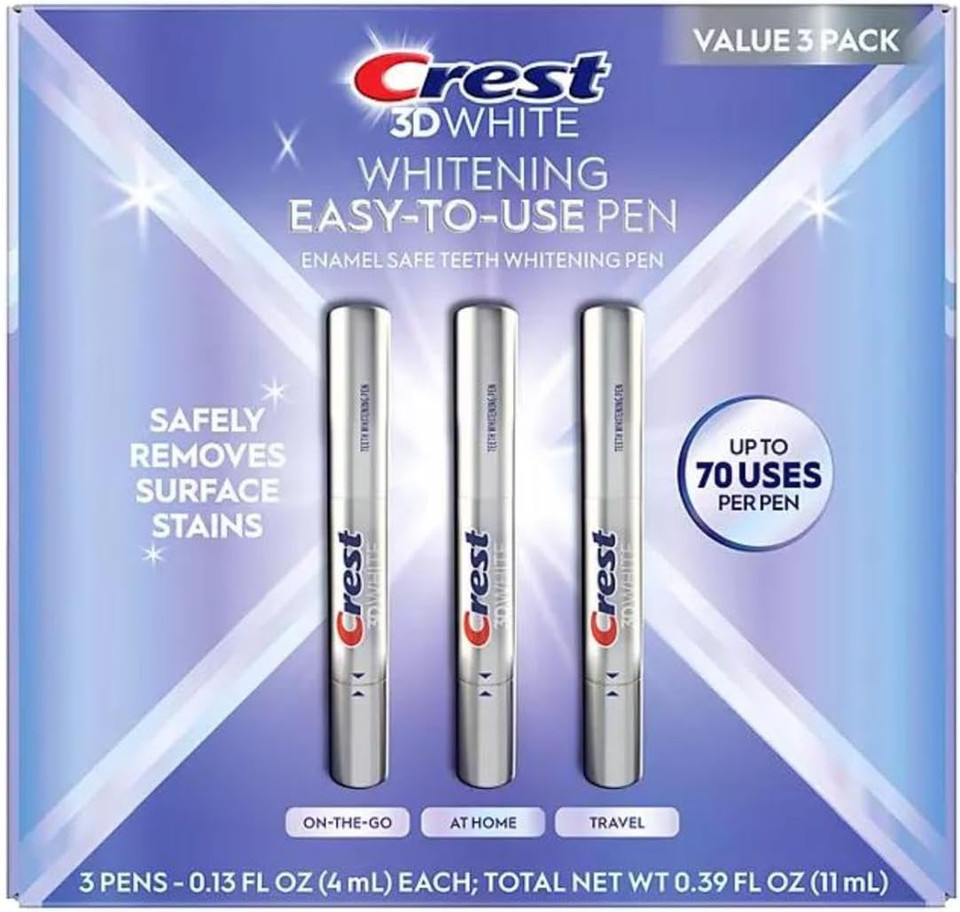 Crest 3Dwhite Enamel Safe Teeth Whitening Pens, 0.13 Fl. Oz., 3 Pk