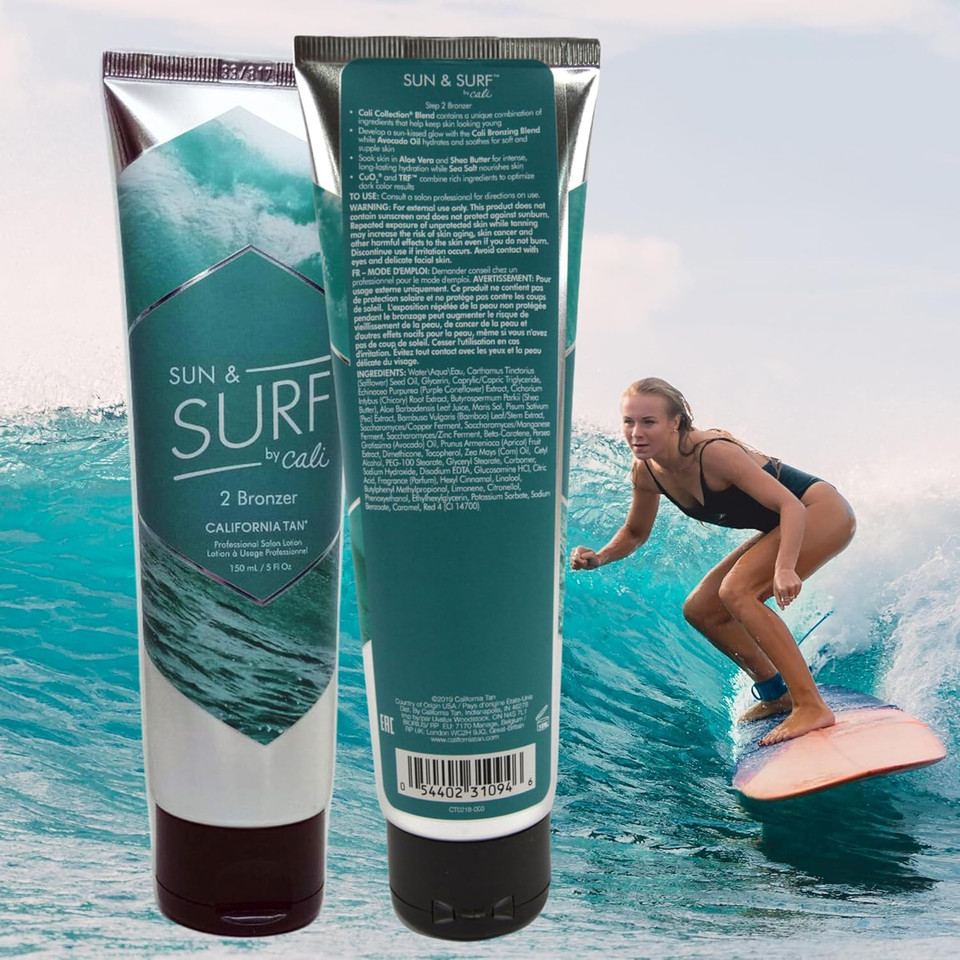 California Tan Cali Sun & Surf Step 2 Bronzer Tanning Bed Lotion, 5 Ounces, Indoor Or Outdoor Tanning