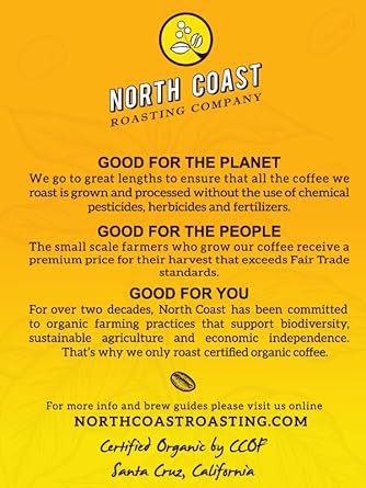North Coast Roasting Company, Ultra Dark Roast, Low Acid Organic Coffee, Whole Bean - Swiss Water Process Decaf. French Roast, Usda Certified Organic Coffee Beans, 12 Ounce Bag