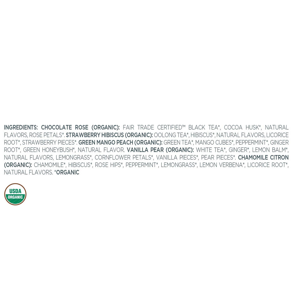 Tea Forte Wellbeing Organic Wellness Tea, Petite Presentation Box Tea Gift Set Sampler, 10 Count, 2 Of Each Variety Individually Wrapped Handcrafted Pyramid Infuser Bags