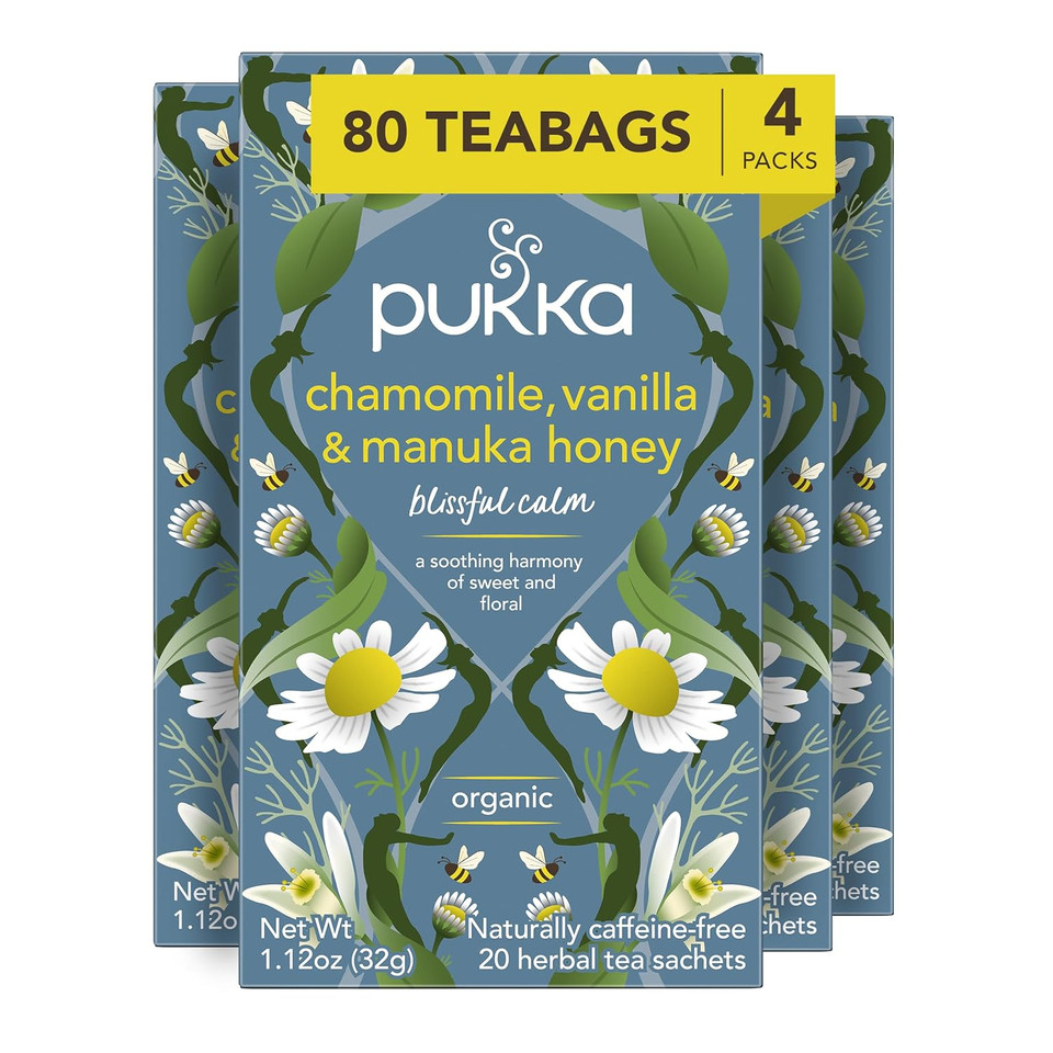 Pukka Organic Peace Herbal Tea With Spearmint, Ashwagandha, And Hemp Seed Oil, Caffeine Free, 20 Total Tea Bags