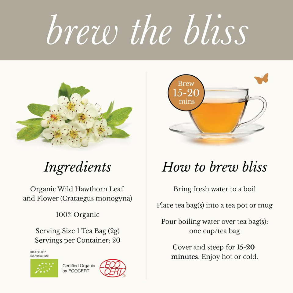 Wild Bliss Organic Chamomile Tea - Caffeine Free Calming Herbal Support - Pharmacopoeia Potency - 20 Plant Based Tea Bags