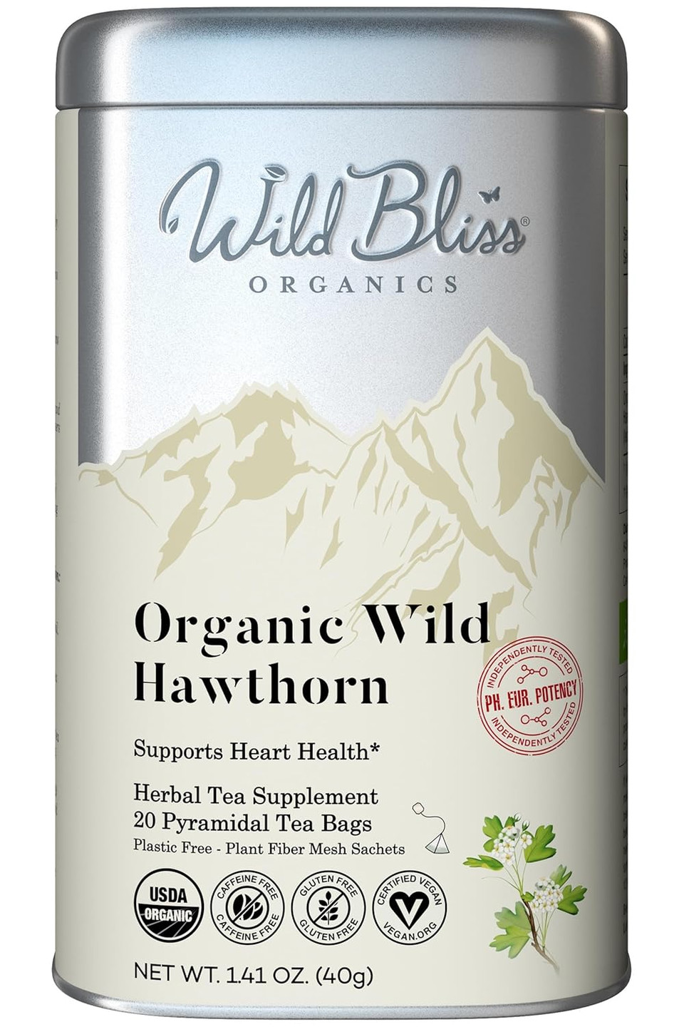 Wild Bliss Organic Wild Thyme Tea - Caffeine Free Respiratory Herbal Support - Pharmacopoeia Potency - 20 Plant Based Tea Bags