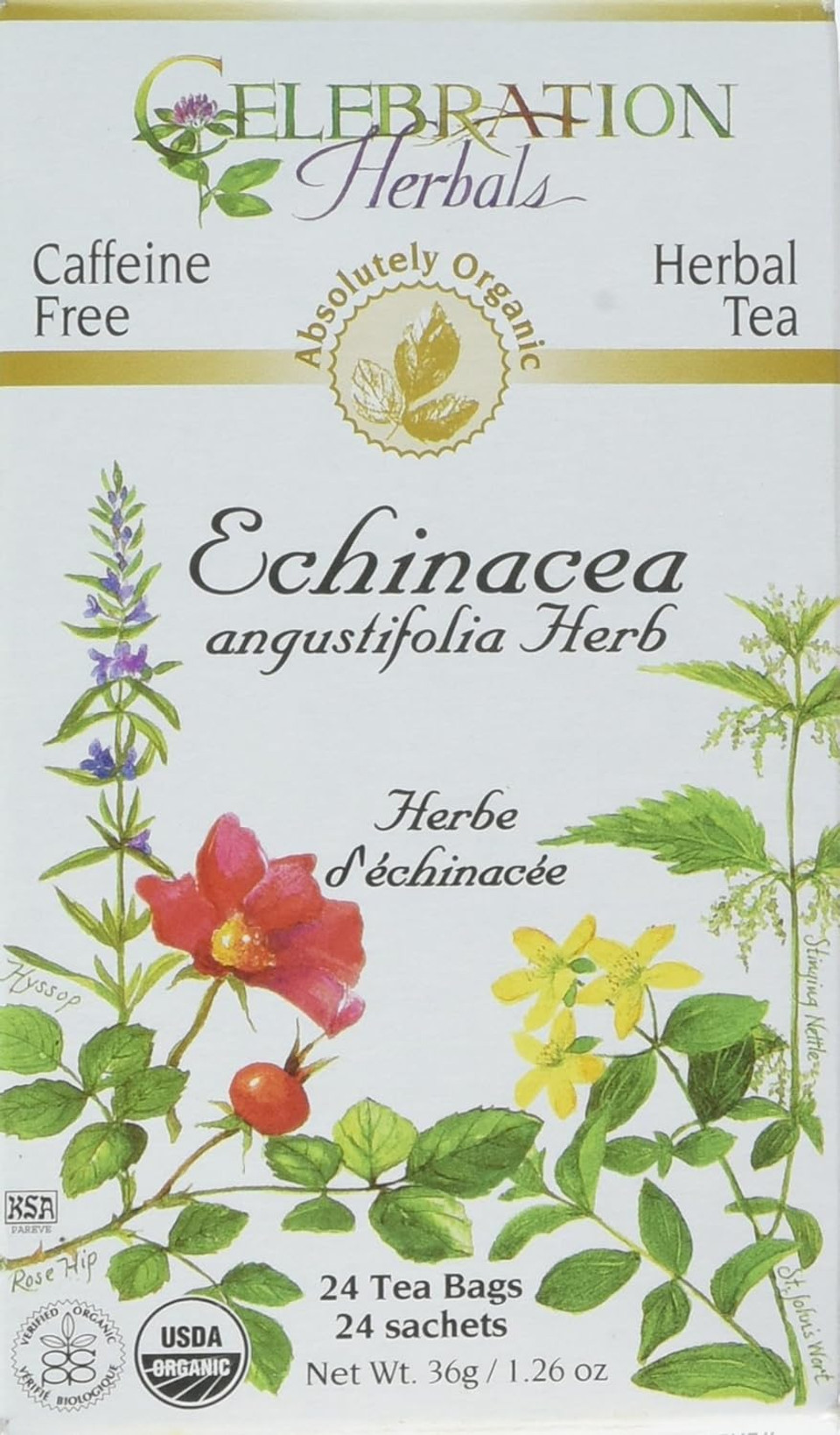 Celebration Herbals Echinacea Ang Herb Tea Organic 24 Bag, 0.02 Pound