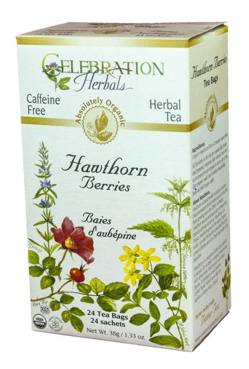 Celebration Herbals Organic Hawthorne Berries Tea Caffeine Free - 2 Pack (48 Teabags In Total)