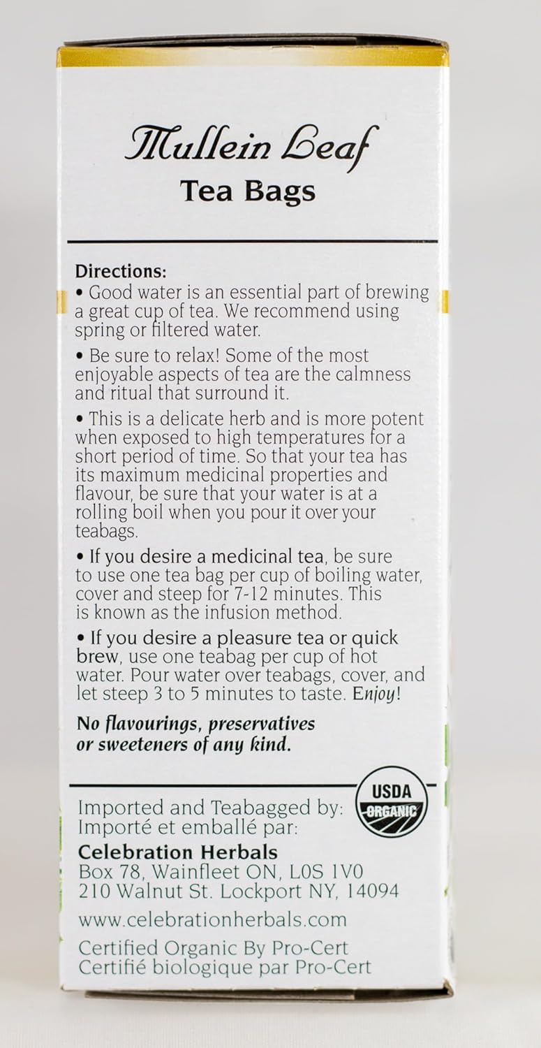 Celebration Herbals Organic Mullein Leaf Tea Bags 24 Count