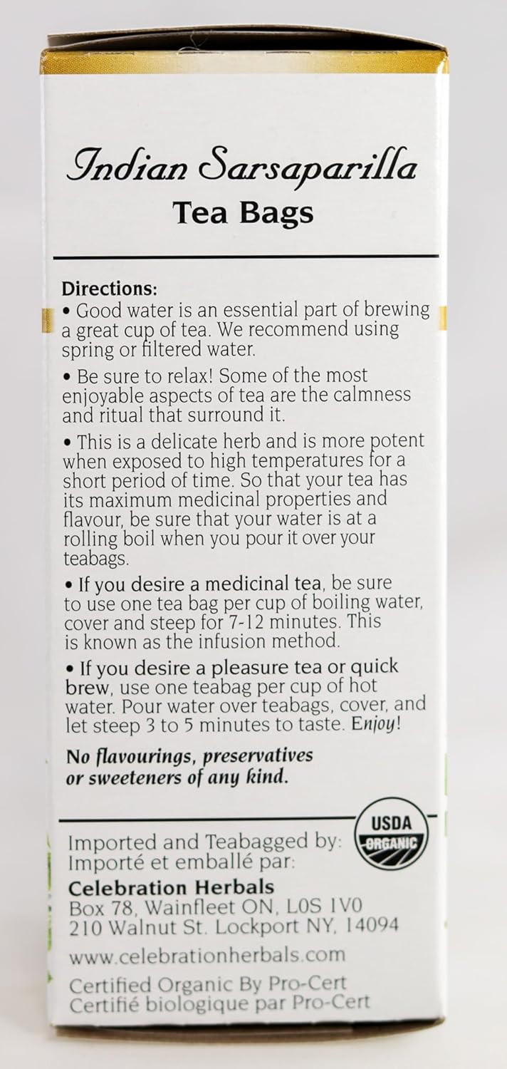 Celebration Herbals Organic Sarsaparilla Root Tea Bags 24 Count